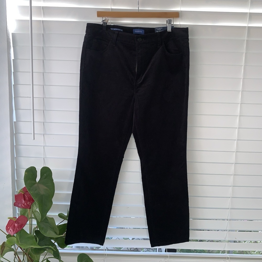 Talbots Women's High Waist Straight Leg Corduroy Jeans Size 16P Black‎